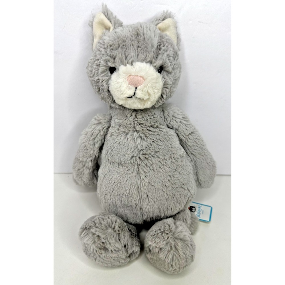 Jellycat Original Bashful Kitty Gray Plush 12" Stuffed Animal New